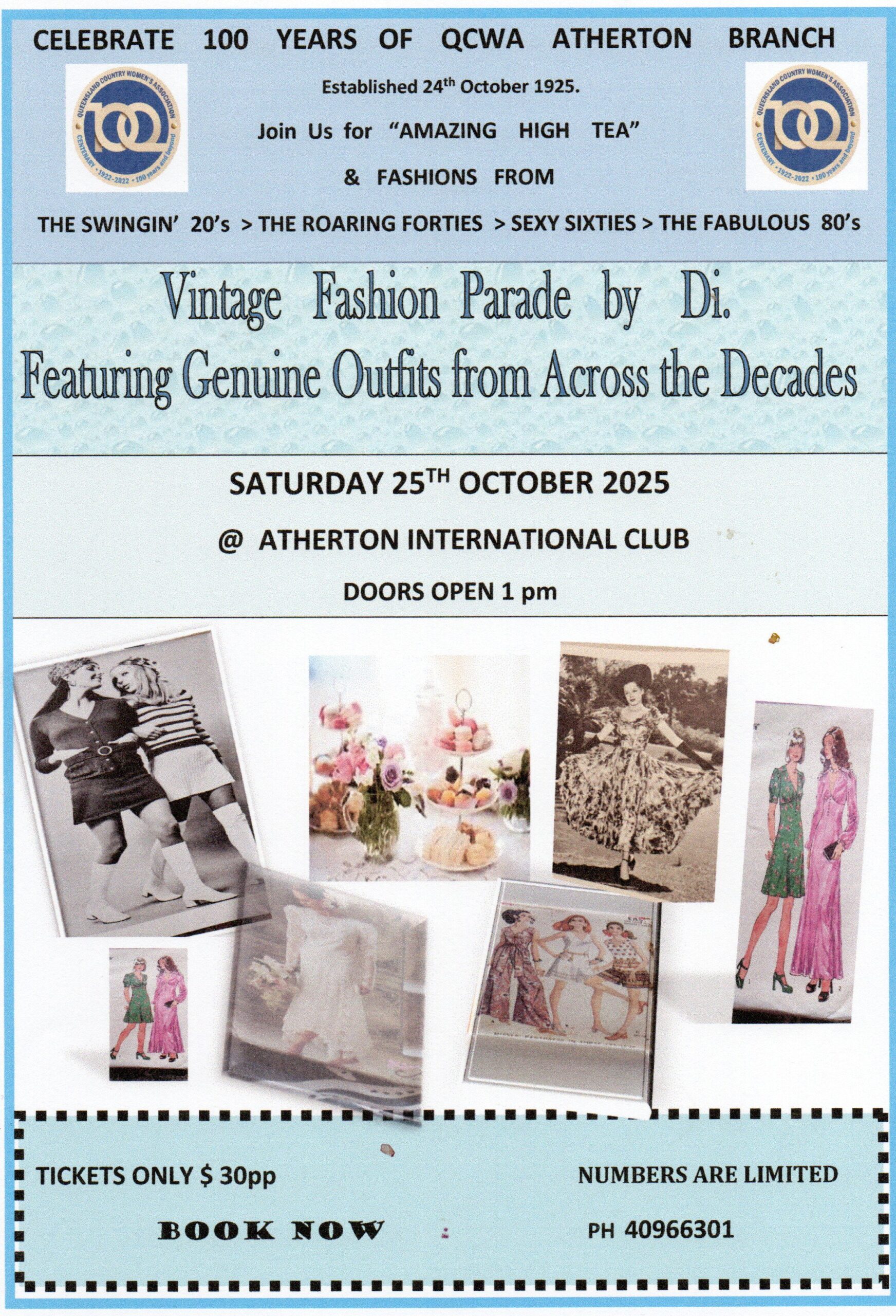 QCWA ATHERTON BRANCH CENTENARY HIGH TEA & VINTAGE FASHION PARADE - What ...